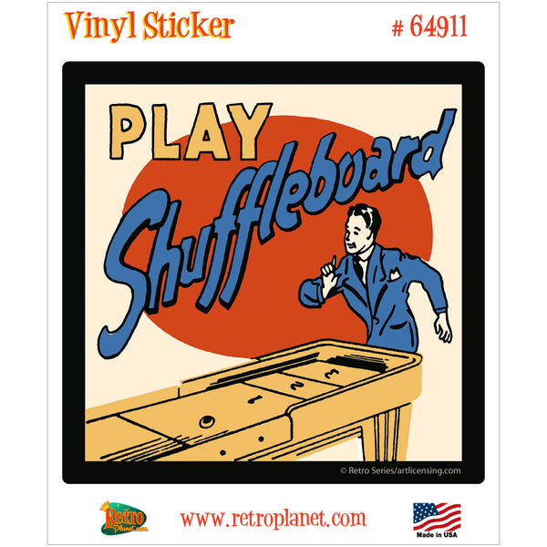 Play Shuffleboard Retro Sports Vinyl Sticker