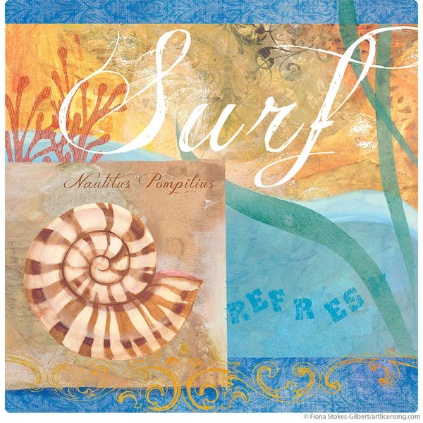 Surf Seashell Collage Beach Wall Decal
