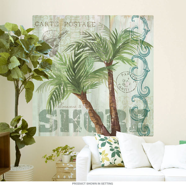 Palm Trees Shore Postcard Wall Decal