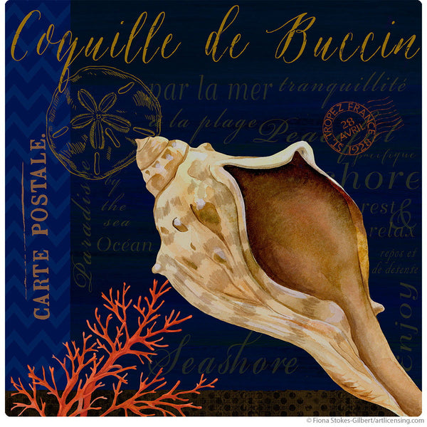 Whelk Shell French Postcard Wall Decal