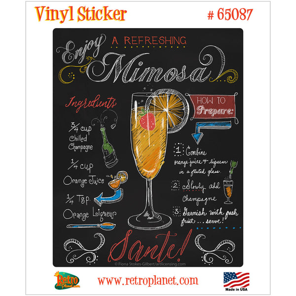 Mimosa Chalk Cocktail Recipe Vinyl Sticker