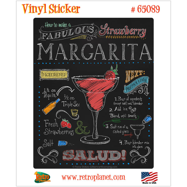 Strawberry Margarita Chalk Cocktail Vinyl Sticker