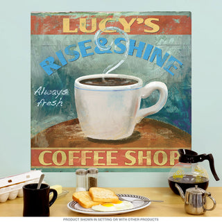 Lucys Rise and Shine Coffee Shop Wall Decal