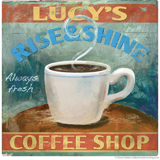 Lucys Rise and Shine Coffee Shop Wall Decal