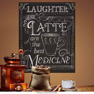 Laughter and Latte Cafe Chalk Art Wall Decal