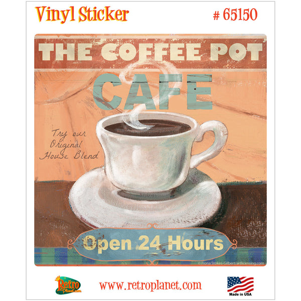 Coffee Pot Cafe Collage Art Vinyl Sticker