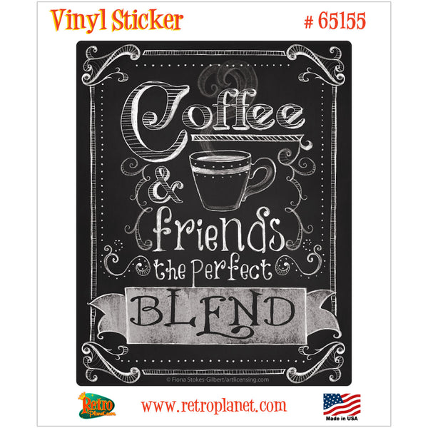 Coffee and Friends Cafe Chalk Art Vinyl Sticker