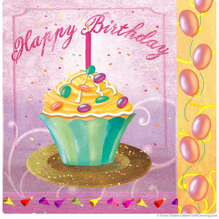 Cupcake Happy Birthday Party Wall Decal