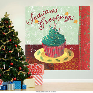 Cupcake Seasons Greetings Christmas Party Wall Decal