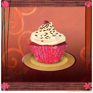 Cherry Swirl Cupcake Artwork Wall Decal