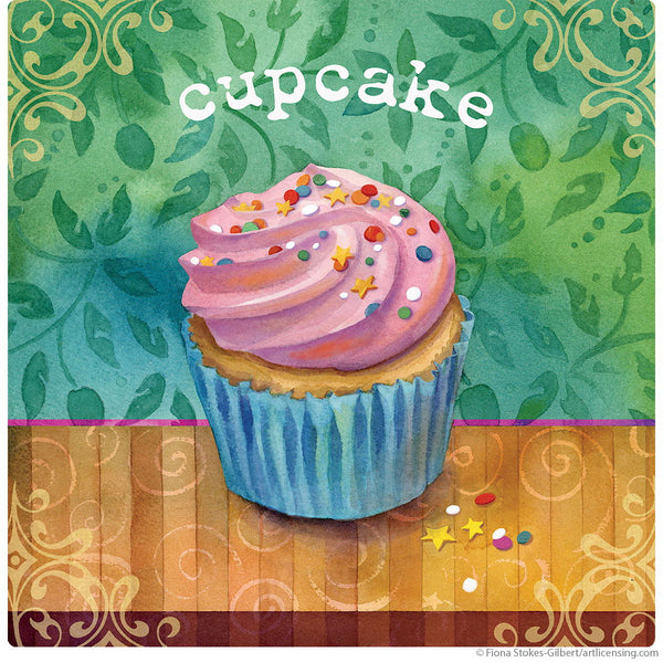 Cupcake Leafy Painted Artwork Wall Decal