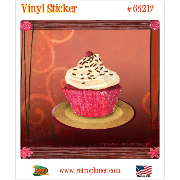 Cherry Swirl Cupcake Artwork Vinyl Sticker