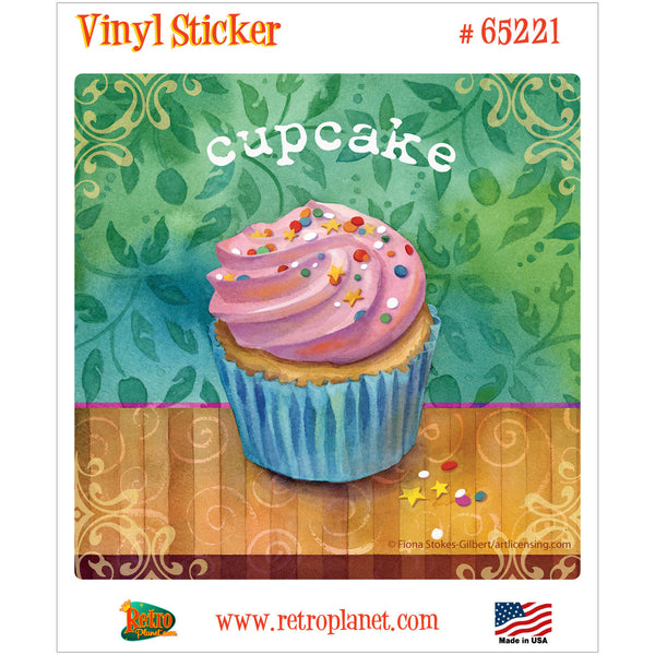 Cupcake Leafy Painted Artwork Vinyl Sticker