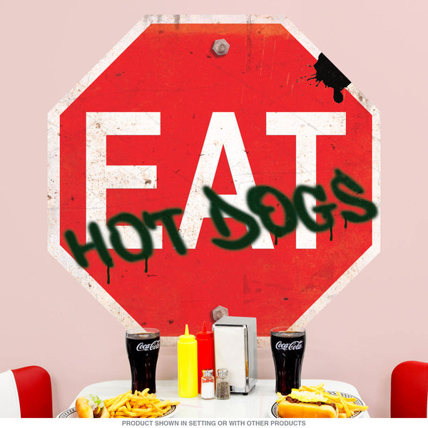 Eat Hot Dogs Stop Sign Wall Decal