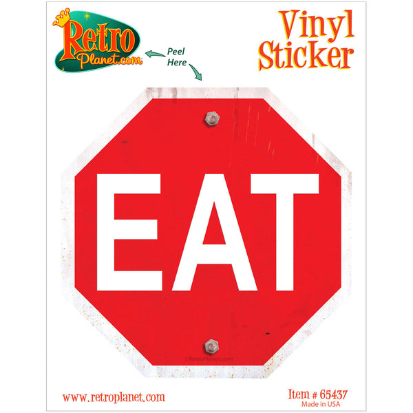 Eat Food Stop Sign Vinyl Sticker