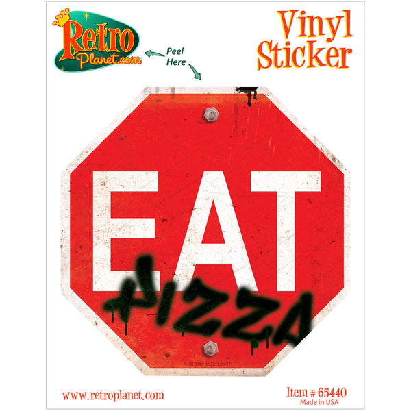 Eat Pizza Stop Sign Vinyl Sticker