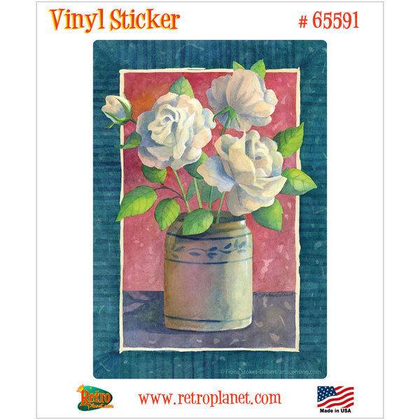 White Roses Artistic Flowers Vinyl Sticker