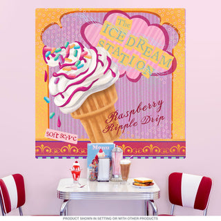 Raspberry Dip Ice Dream Cone Wall Decal