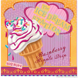 Raspberry Dip Ice Dream Cone Wall Decal