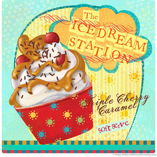 Cherry Caramel Ice Dream Sundae Wall Decal