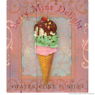 Berry Mint Cone Parlor Ice Cream Wall Decal