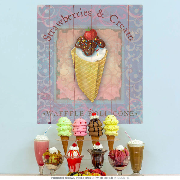 Strawberry Cone Parlor Ice Cream Wall Decal