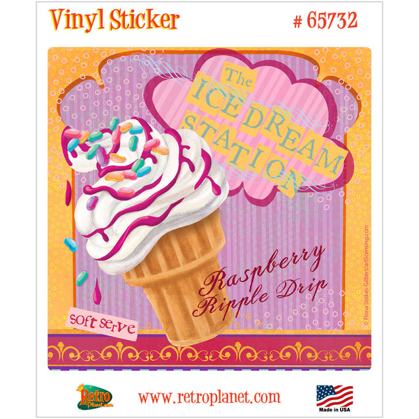 Raspberry Dip Ice Dream Cone Vinyl Sticker