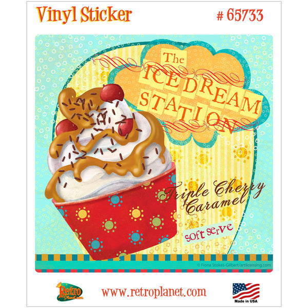 Cherry Caramel Ice Dream Sundae Vinyl Sticker
