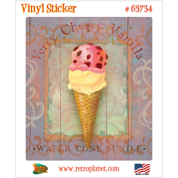 Cherry Vanilla Parlor Ice Cream Vinyl Sticker