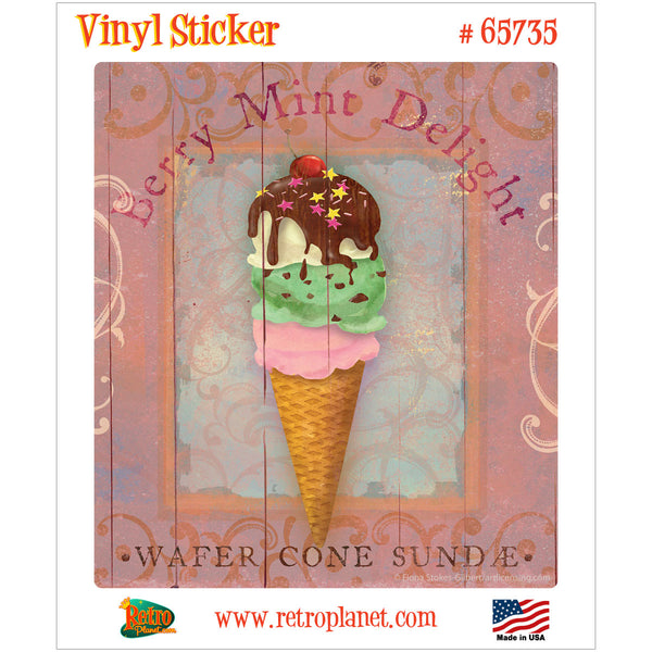 Berry Mint Cone Parlor Ice Cream Vinyl Sticker