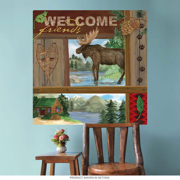 Moose Welcome Friends Cabin Wall Decal