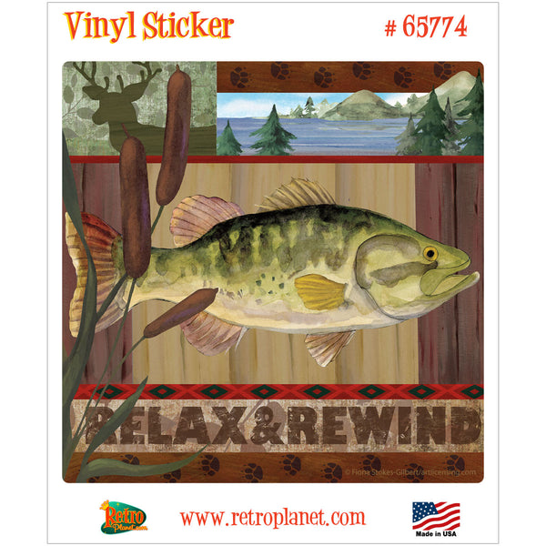 Fish Relax and Rewind Cabin Vinyl Sticker