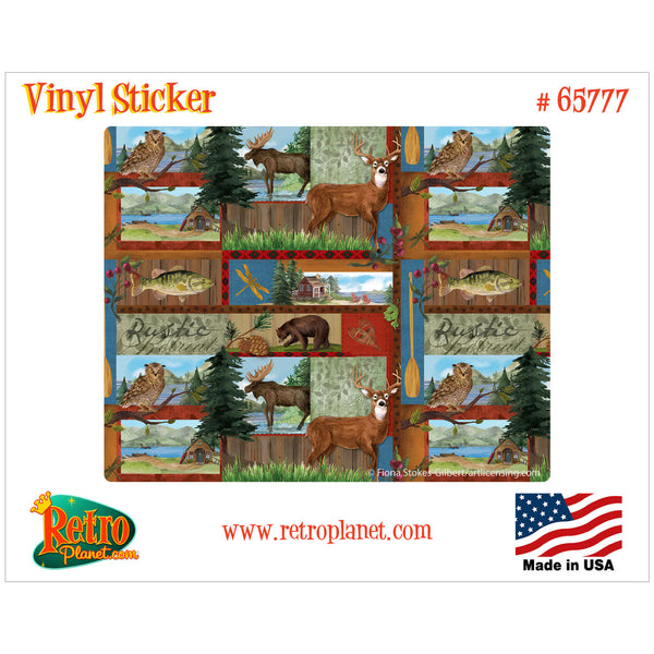 Wildlife Collage Rustic Cabin Vinyl Sticker