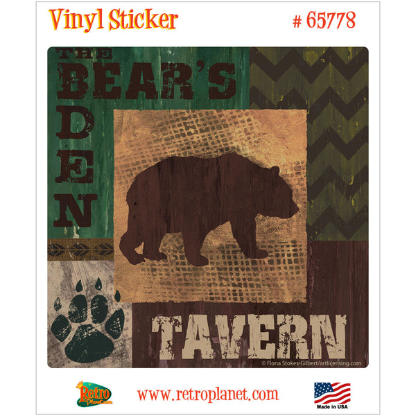 Bears Den Tavern Rustic Cabin Vinyl Sticker