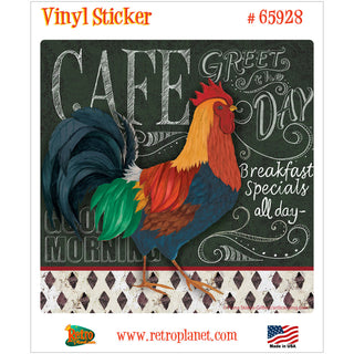 Breakfast Cafe Rooster Chalk Art Vinyl Sticker