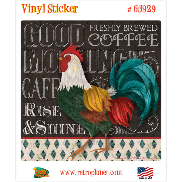 Good Morning Rooster Chalk Art Vinyl Sticker
