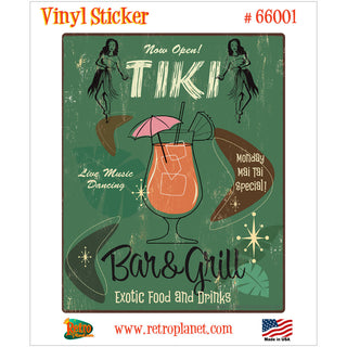 Tiki Bar and Grill Hula Girls Vinyl Sticker