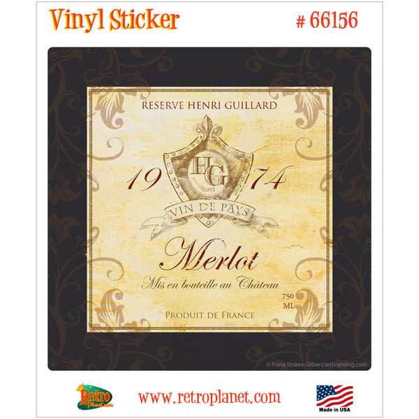 Merlot 1974 Wine Label Bar Vinyl Sticker