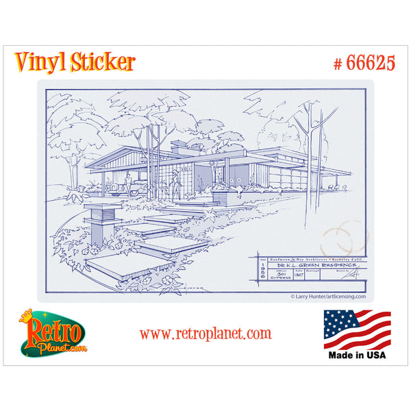 301 Cypress House Blueprint Vinyl Sticker