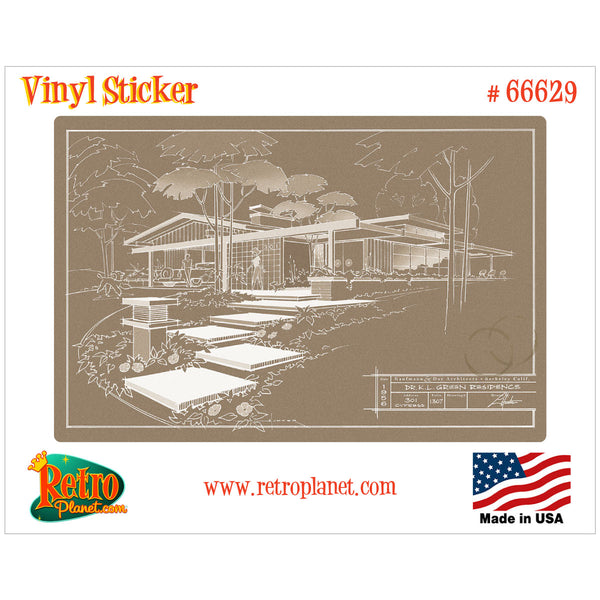 301 Cypress House Sepia Inverse Vinyl Sticker