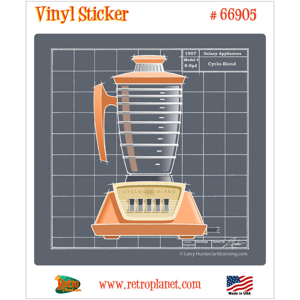 Galaxy Blender Tangerine Retro Kitchen Vinyl Sticker