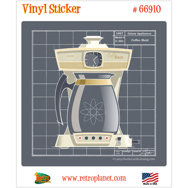 Galaxy Coffeemaid Ivory Retro Kitchen Vinyl Sticker