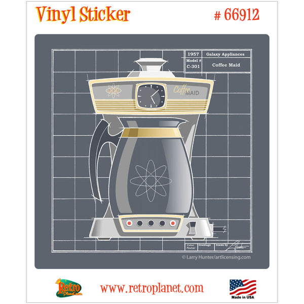 Galaxy Coffeemaid Pewter Retro Kitchen Vinyl Sticker