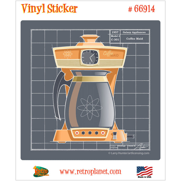 Galaxy Coffeemaid Tangerine Retro Kitchen Vinyl Sticker