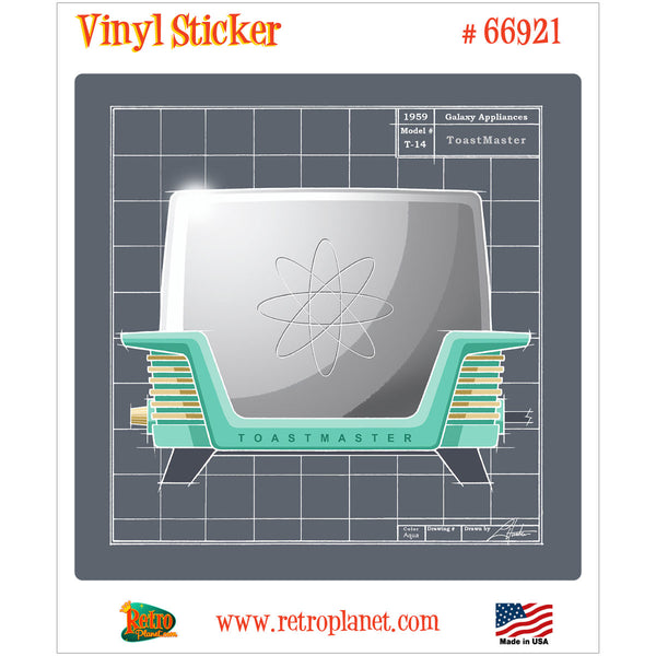 Galaxy Toaster Aqua Retro Kitchen Vinyl Sticker