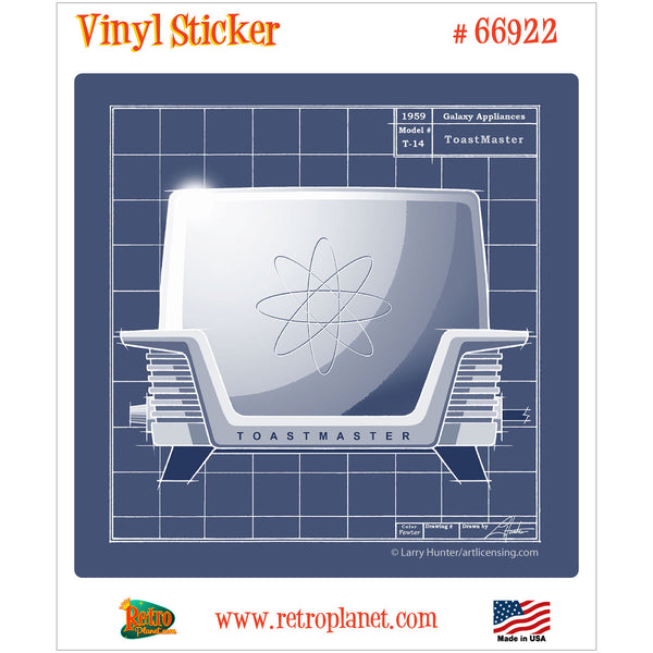 Galaxy Toaster Blueprint Retro Kitchen Vinyl Sticker
