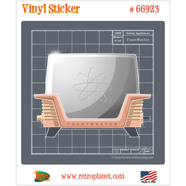 Galaxy Toaster Coral Retro Kitchen Vinyl Sticker
