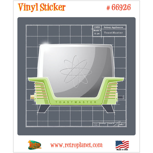 Galaxy Toaster Lime Retro Kitchen Vinyl Sticker