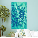 Smiling Sun Folk Art Blue Wall Decal