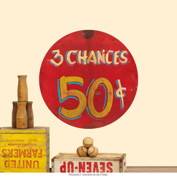 3 Chances 50 Cents Carnival Game Wall Decal